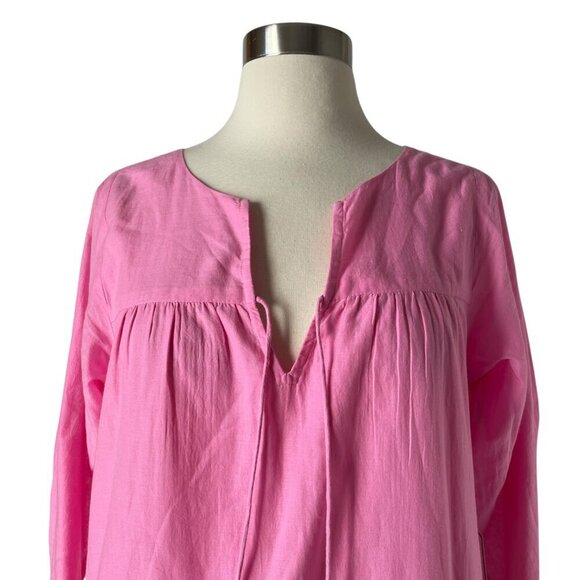 Apiece Apart Atlas Pink Cotton Midi Dress Long Sleeve Tiered Size 4 - Picture 7 of 13